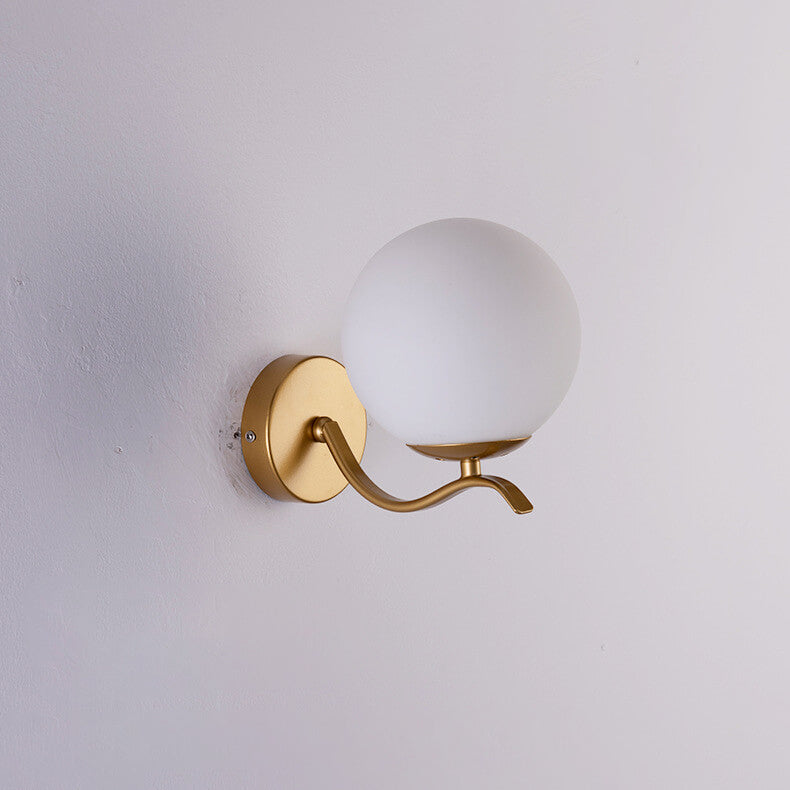 Iron Bracket Spherical Glass Wall Lamp