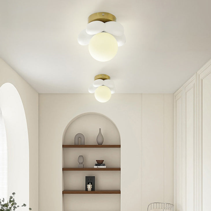 Floral Iron Wood Ceramic Wall Lamp