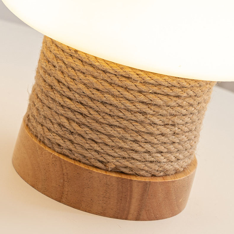 Cylinder Mushroom Shape Oak Table Lamp