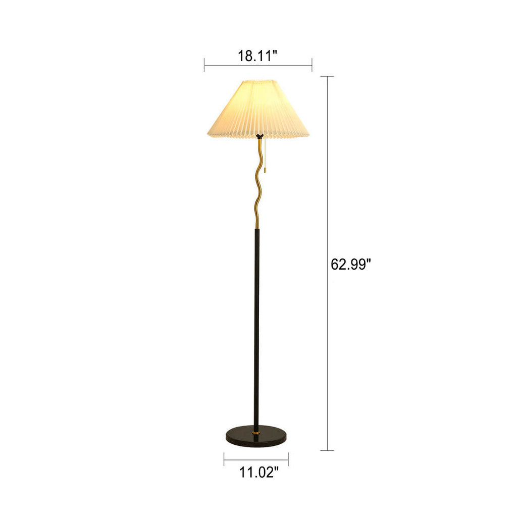 Pleated Cone Marble Floor Lamp
