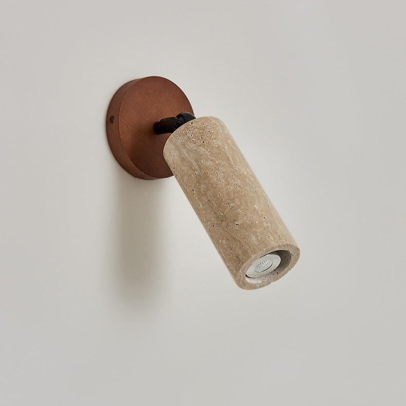 Yellow Travertine Cylindrical Bedroom Wall Lamp