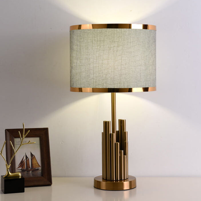 Fabric Cylindrical Design Table Lamp