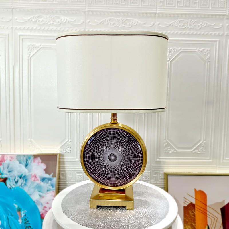 Fabric Iron Round Bedroom Table Lamp