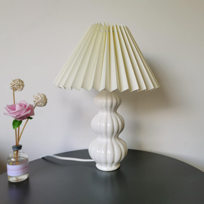 Pleated Ceramic Cloth Table Lamp