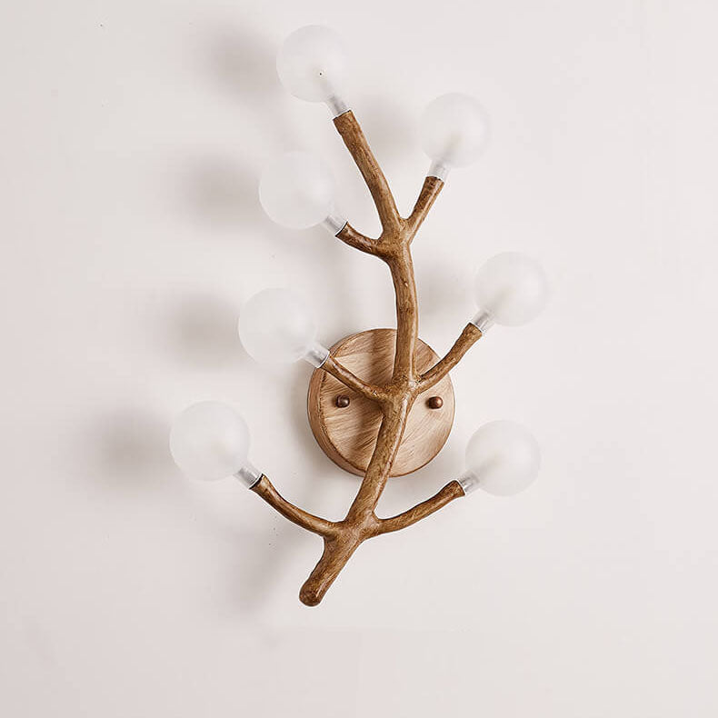 Resin Tree Fork Glass 7-Light Wall Lamp