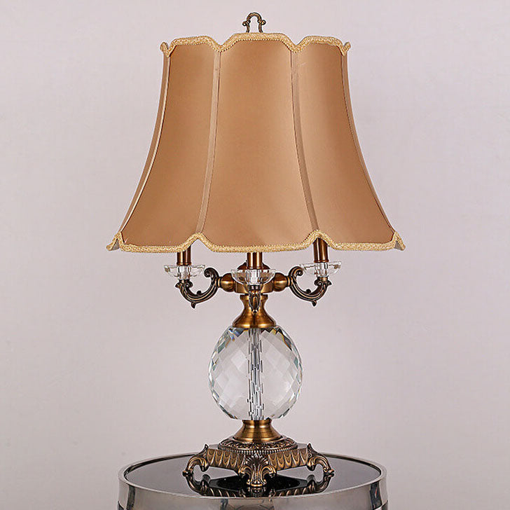 Fabric Candle Crystal 3/4 3-Light Table Lamp