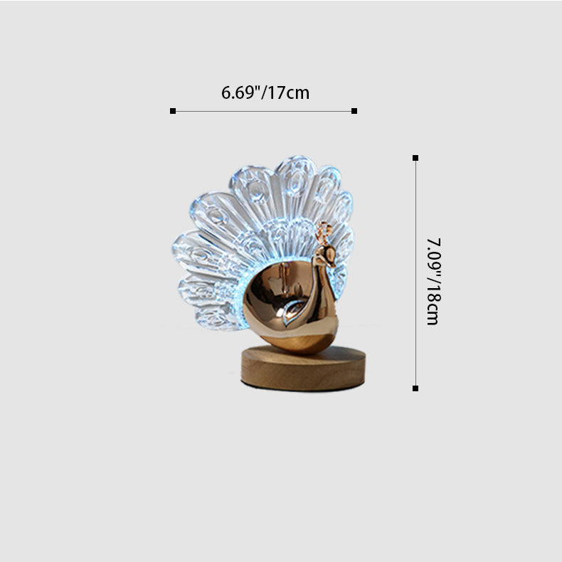Hardware Acrylic Peacock Design Table Lamp