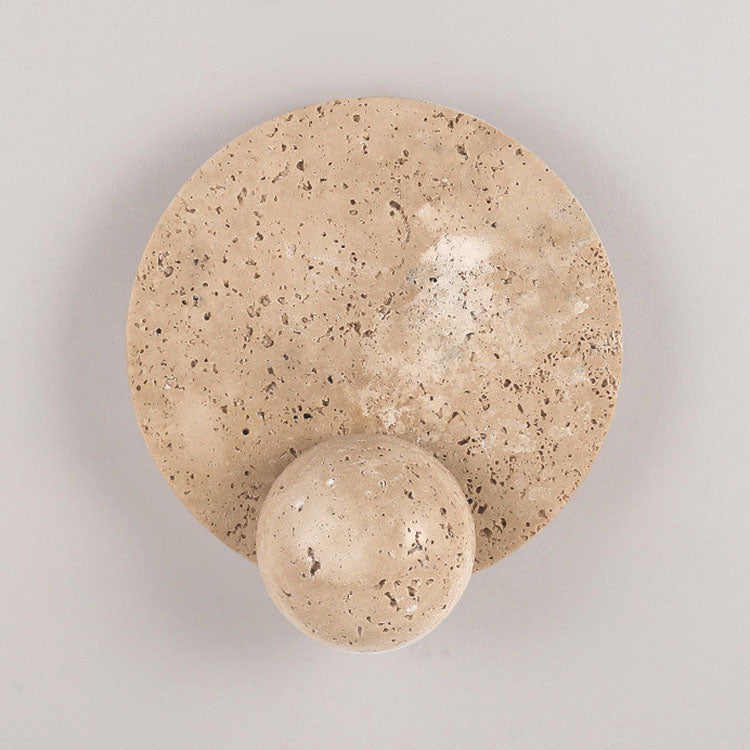 Round Yellow Travertine Bedroom Wall Lamp