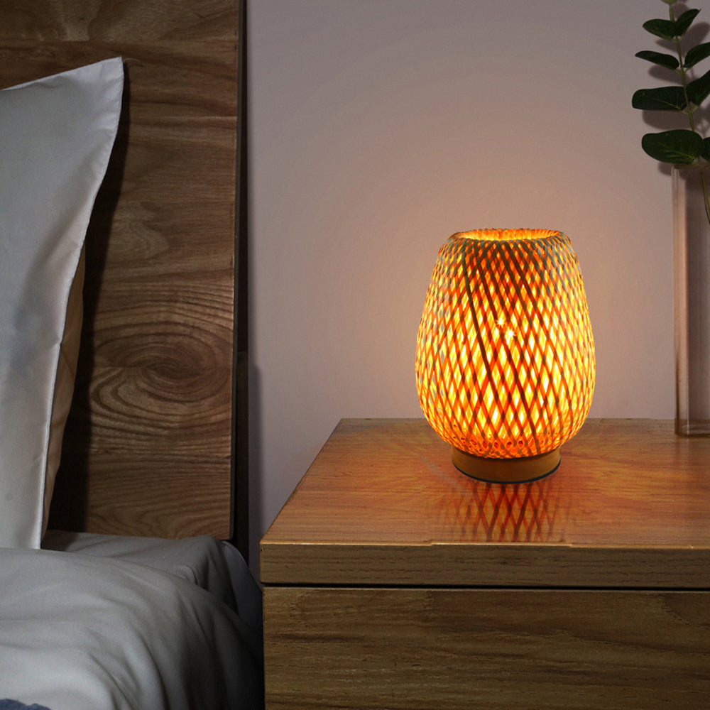Bamboo Weaving Lantern Bedroom Table Lamp