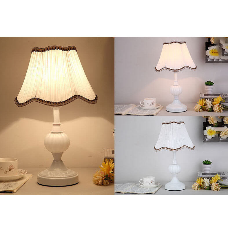 Floral Glass Fabric Table Lamp