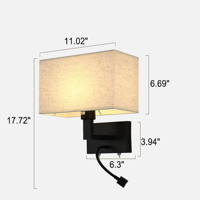 Solid Color Rectangular Iron 2-Light Wall Lamp