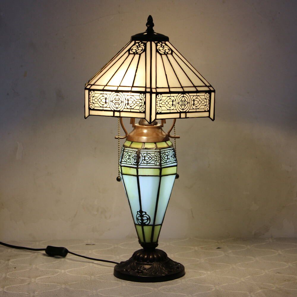 Glass Iron 2-Light Table Lamp