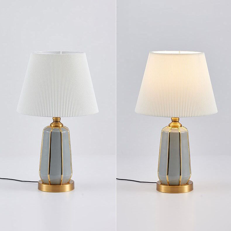 Gray Ceramic Linen Table Lamp