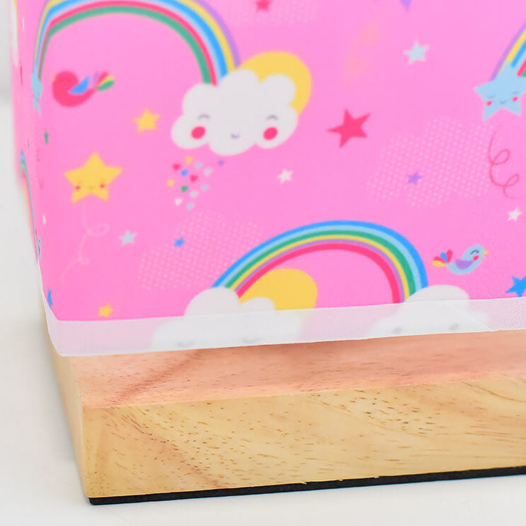 Kids Rectangular Solid Wood Table Lamp