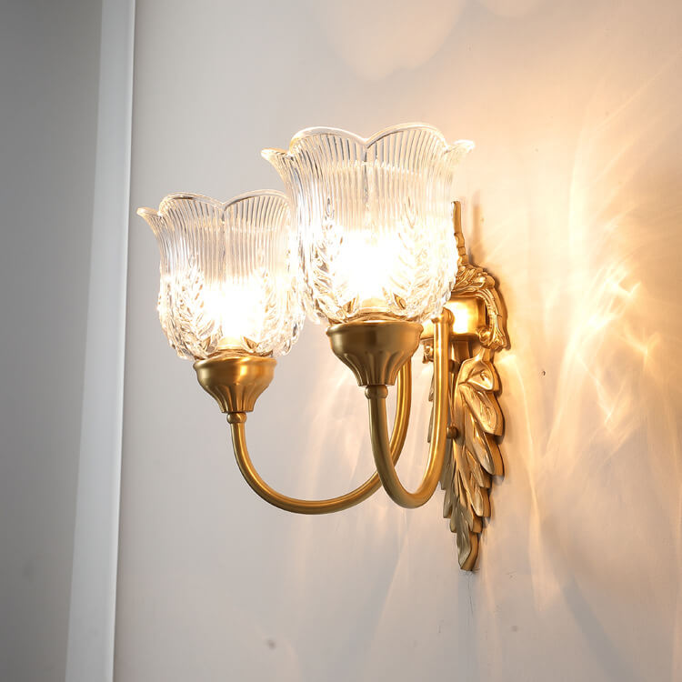 Flower Cup Brass Glass Wall Lamp
