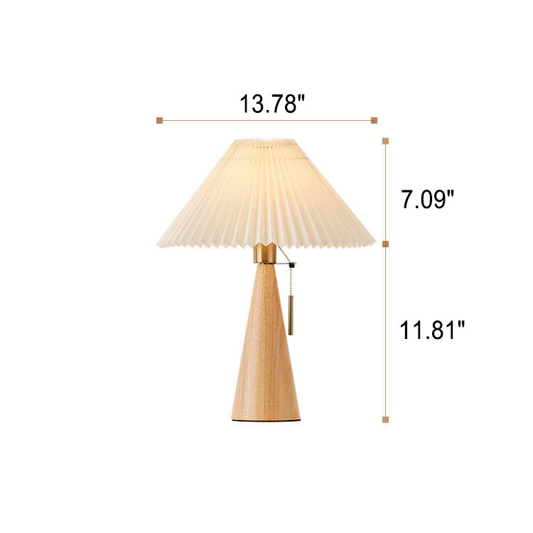Pleated Wooden Fabric Table Lamp