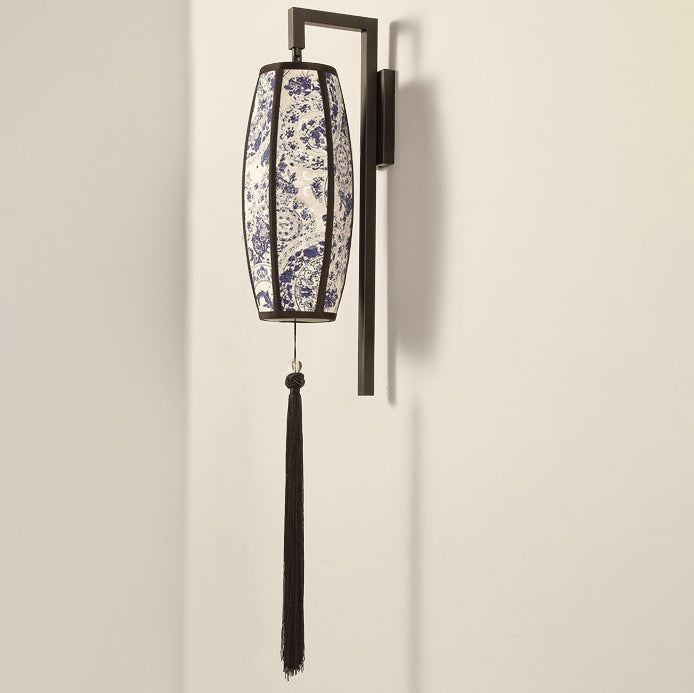 Painted Fabric Lantern Tassel Wall Lamp