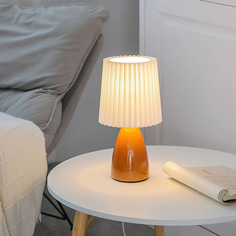 Pleated Fabric Ceramics Bedroom Table Lamp
