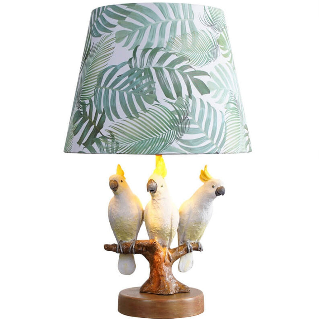 Leaf Fabric Resin Bird Table Lamp