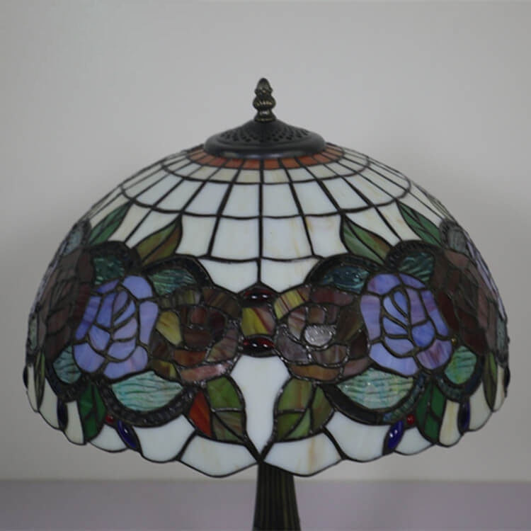 Rose Stained Glass Dome 2-Light Table Lamp