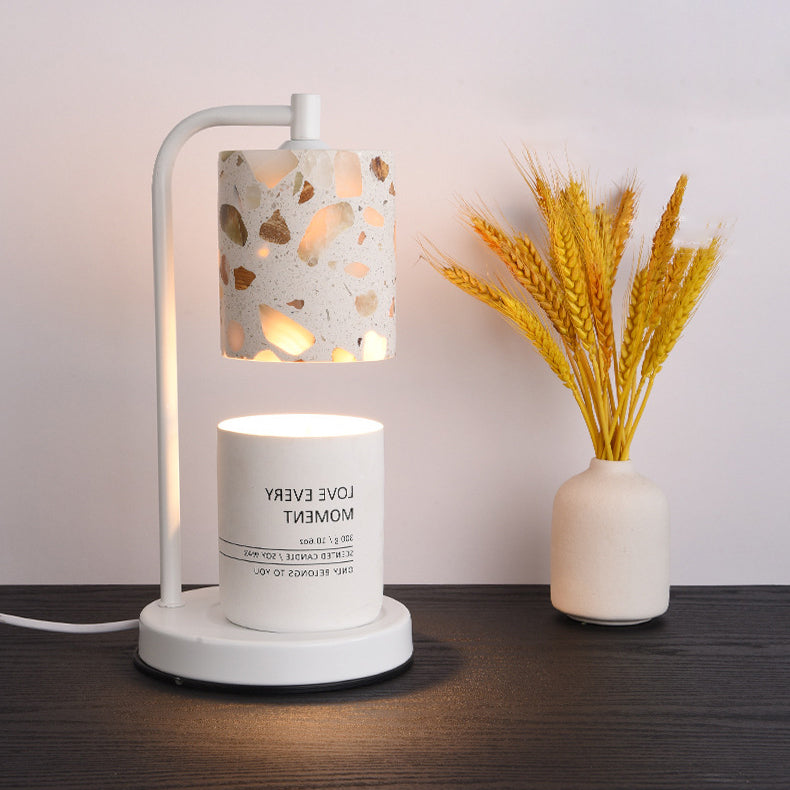 Cylindrical Disc Iron Stone Table Lamp