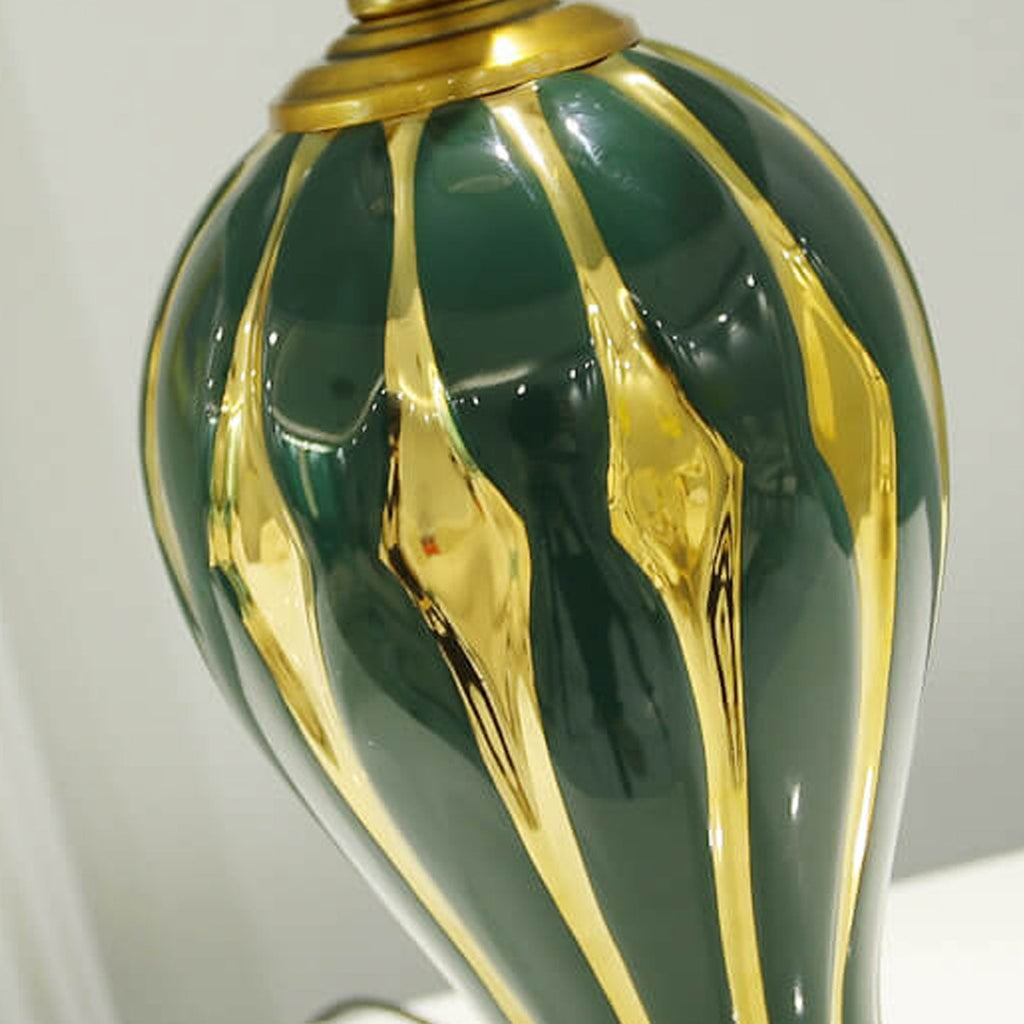 Fabric Ceramic Oval Table Lamp