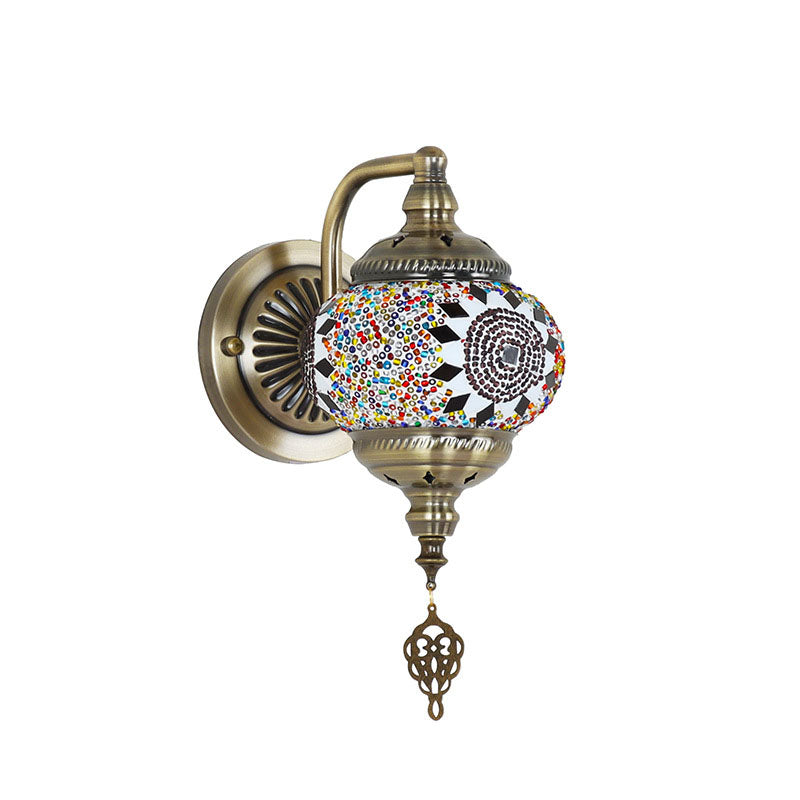 Iron Glass Mosaic Globe Wall Lamp