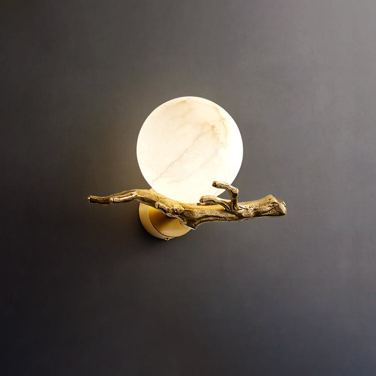 Brass Lucite Tree Branch Wall Lamp