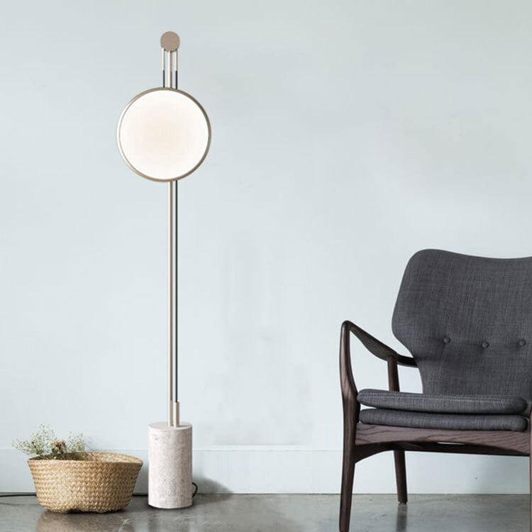 Round Iron Faux Marble Floor Lamp