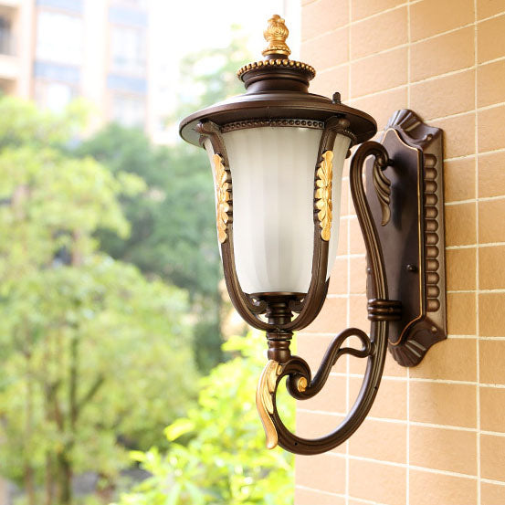 Coffee Gilded Aluminum Glass Outdoor Light