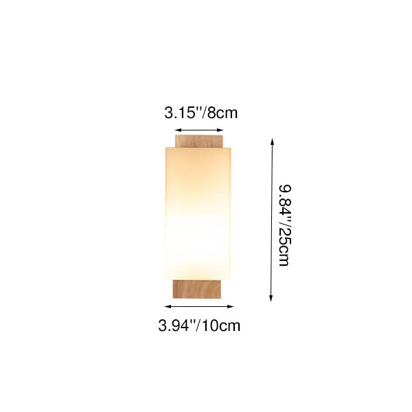 Solid Wood Square Glass Wall Lamp