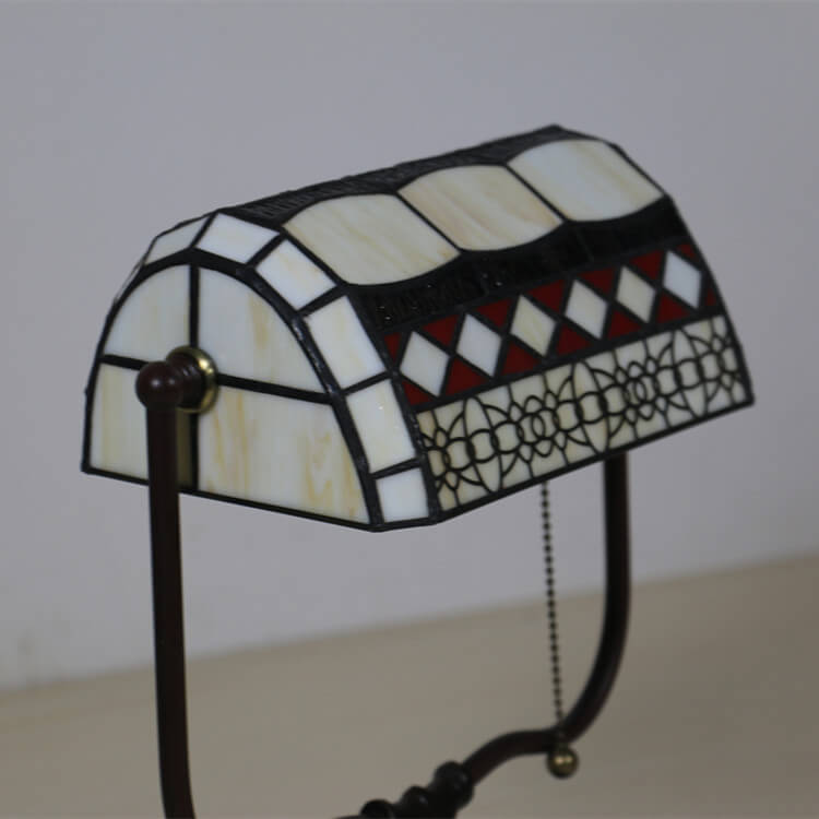 Geometric Stained Glass Bank Table Lamp