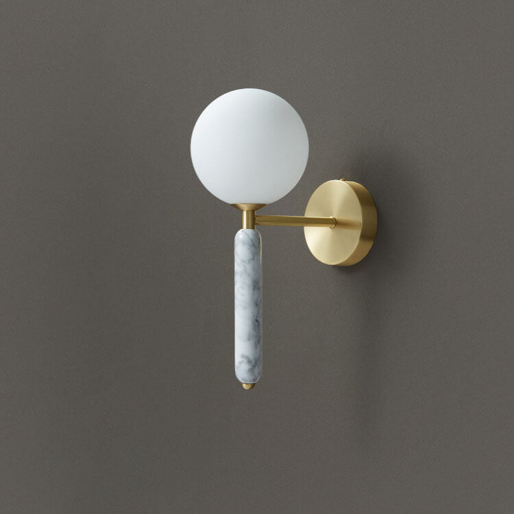 Ball Marble Straight Arm Wall Lamp