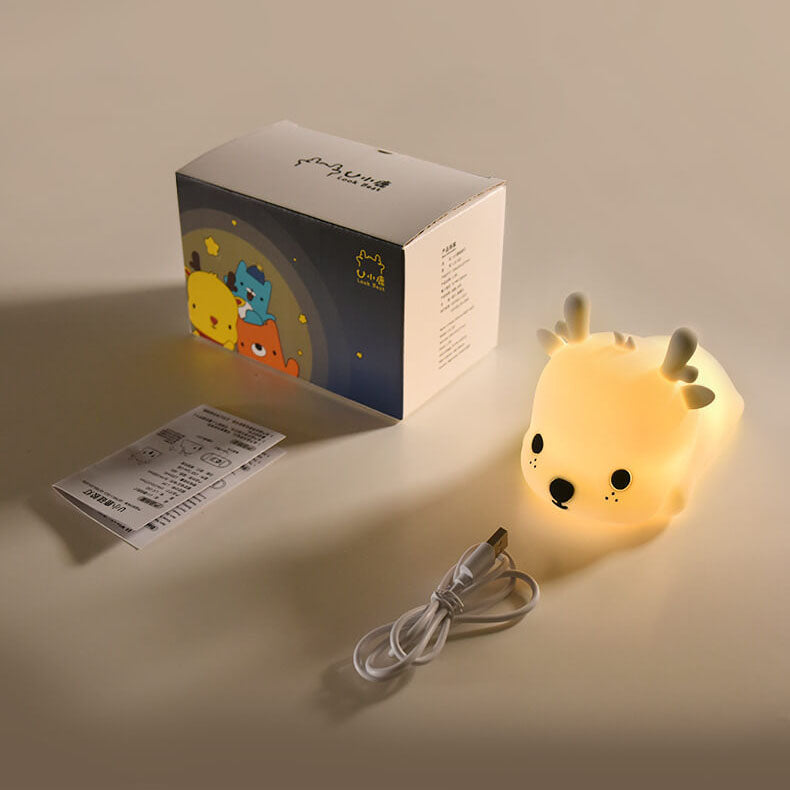 Deer-shaped Silicone Charging Night Table Lamp