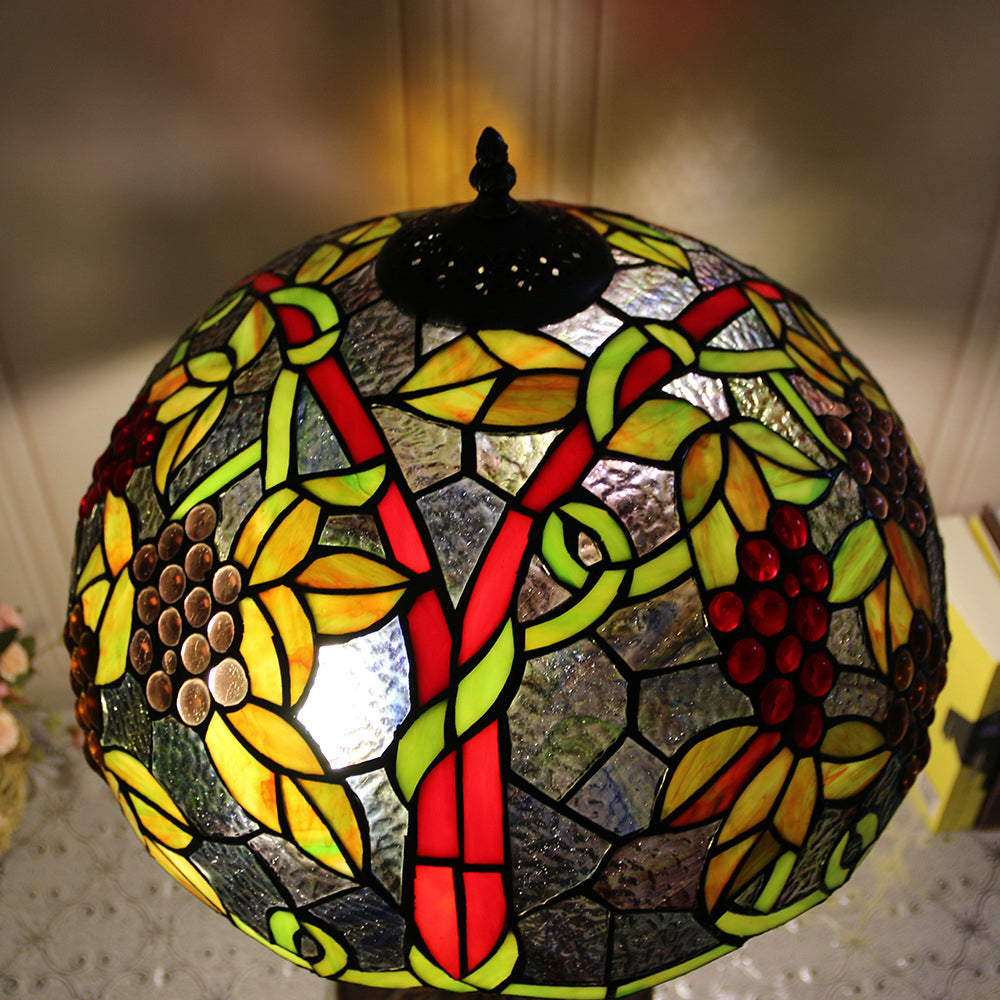 Round Resin Glass Bedroom 2-Light Table Lamp