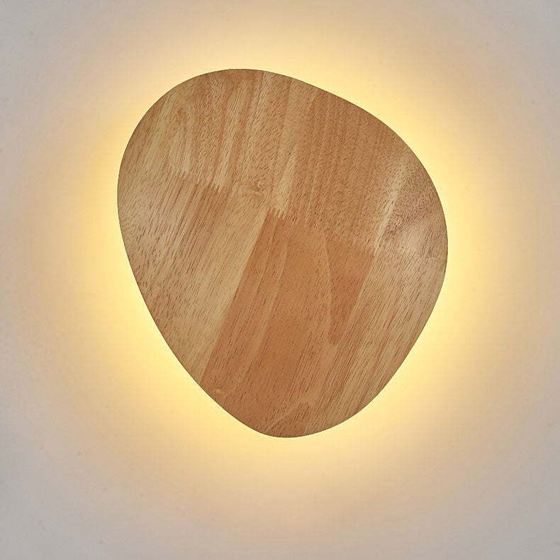 Round Irregular Oval Wood Wall Lamp