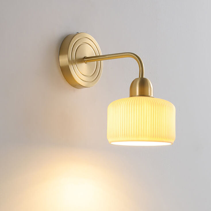 Striped Ceramic Round Jar Wall Lamp