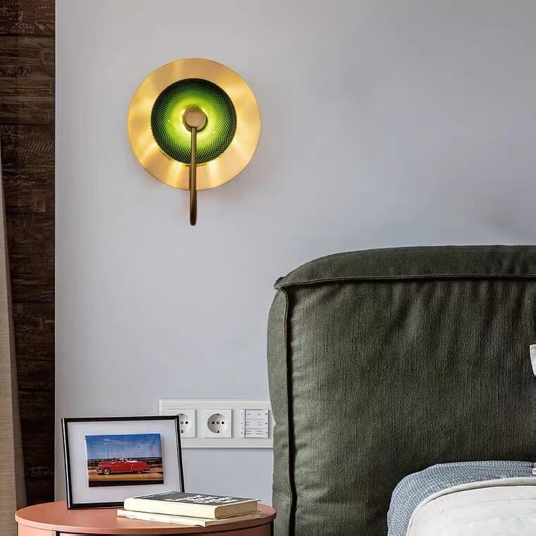 Round Disc Iron Glass Wall Lamp