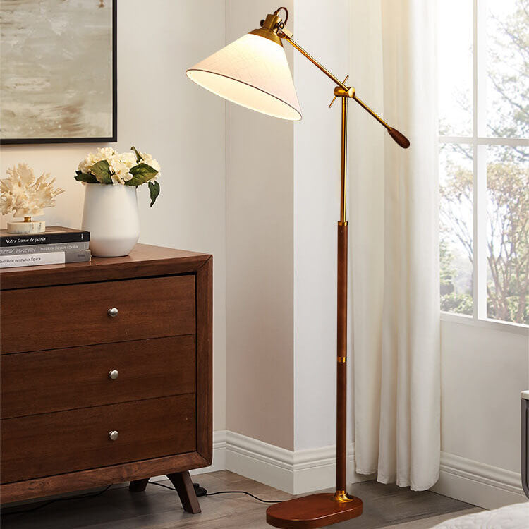 Traditional Vintage Fabric Cone Floor Lamp