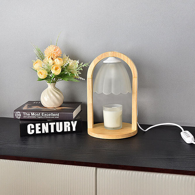 Wood Ring Glass Dimmer Table Lamp