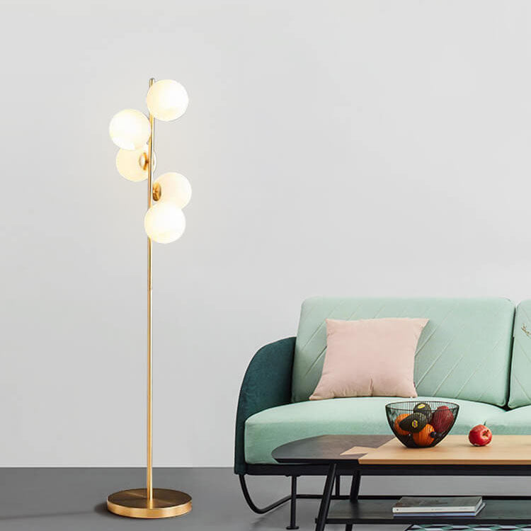 Glass Round Ball Gold 5-Light Floor Lamp