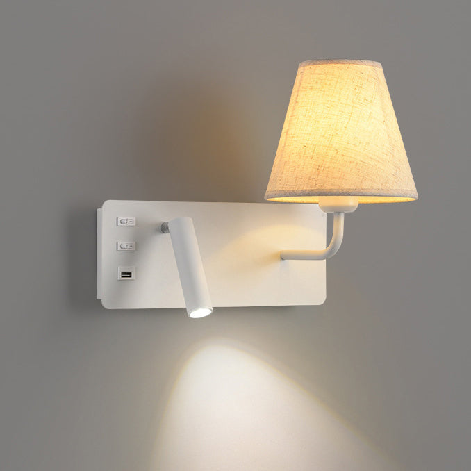 Iron Aluminum Fabric Cone Wall Lamp