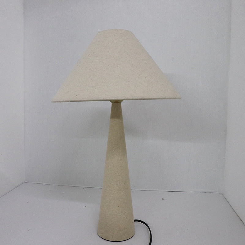Linen Fabric Cone Column Table Lamp