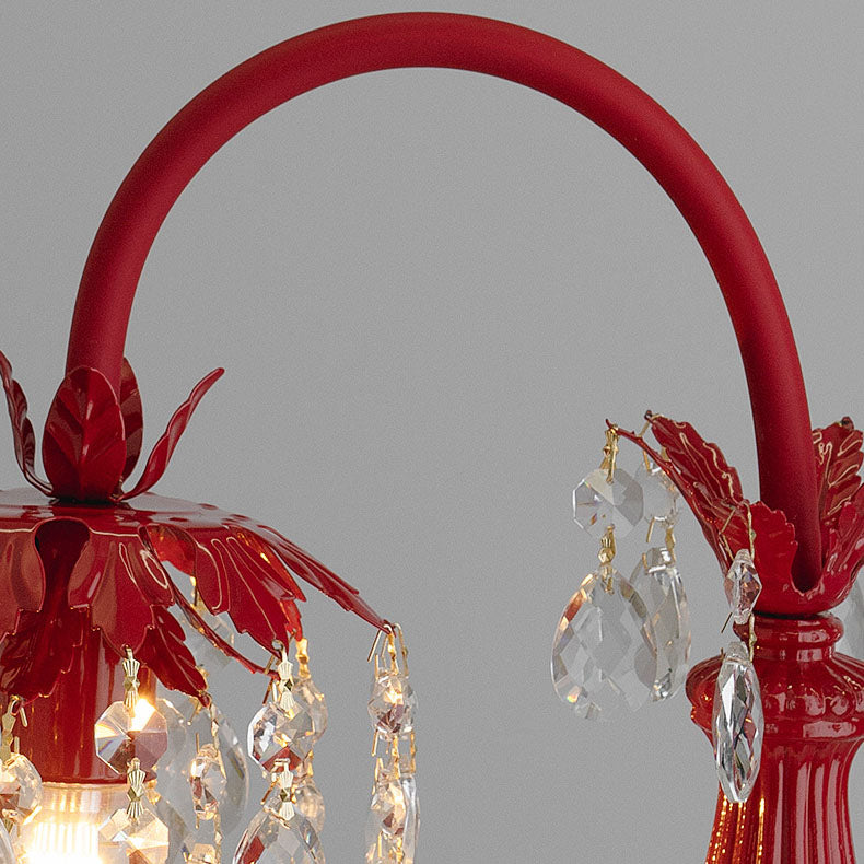 Crystal Beaded Iron Carved Table Lamp