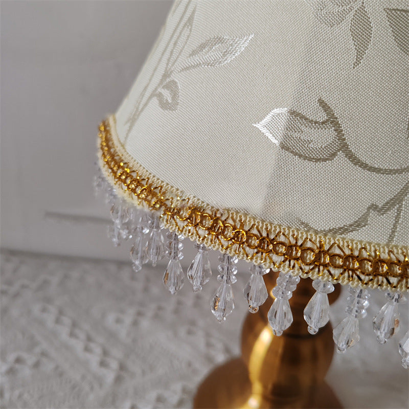 Fabric Metal Flower Cylinder Table Lamp