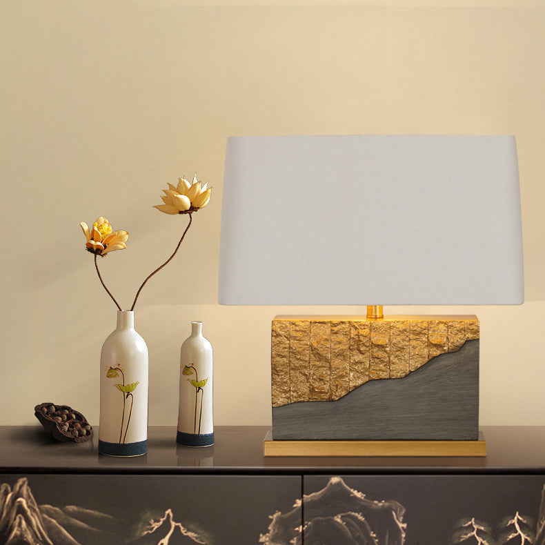 Rectangular Trapezoidal Painted Fabric Table Lamp