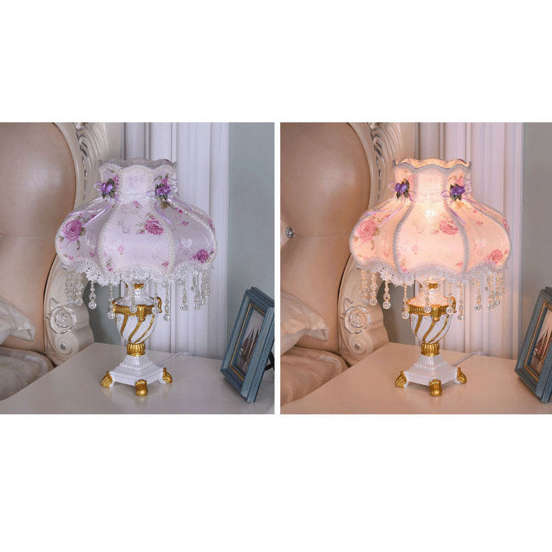 Fabric Lace Resin Table Lamp
