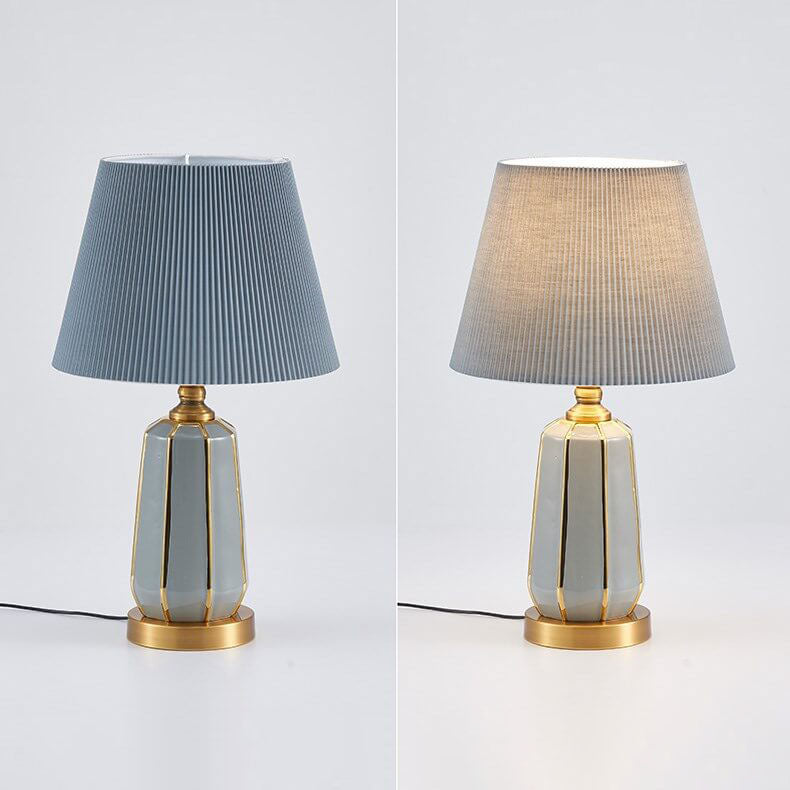 Gray Ceramic Linen Table Lamp