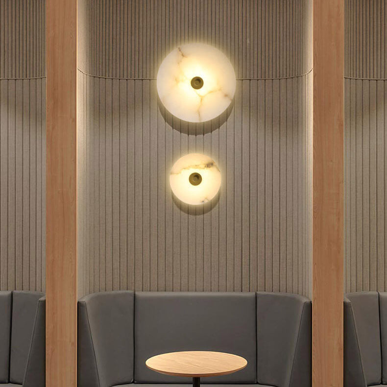 Round Marble Iron Wall Lamp