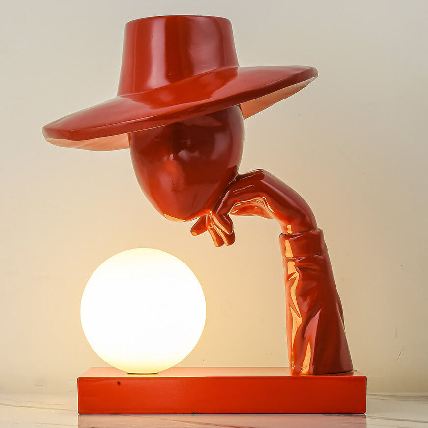 Abstract Hat-Wearing Human Figure Table Lamp